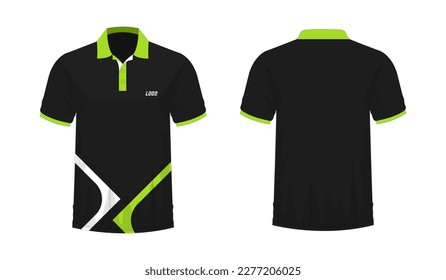 T-shirt Polo green and black template for design on white background. Vector illustration eps 10.