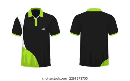 T-shirt Polo green and black template for design on white background. Vector illustration eps 10.