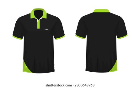 T-shirt Polo green and black template for design on white background. Vector illustration eps 10.