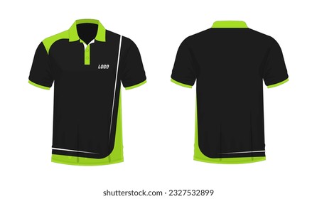 T-shirt Polo green and black template for design on white background. Vector illustration eps 10.