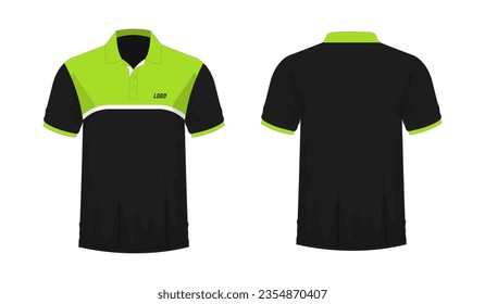 T-shirt Polo green and black template for design on white background. Vector illustration eps 10.