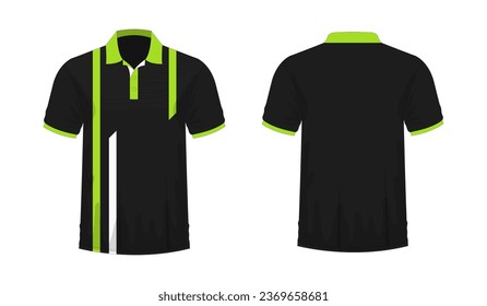 T-shirt Polo green and black template for design on white background. Vector illustration eps 10.