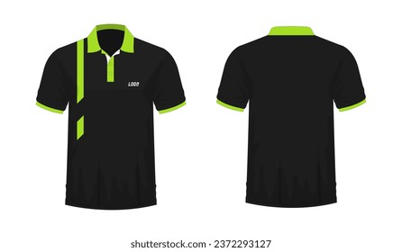 T-shirt Polo green and black template for design on white background. Vector illustration eps 10.