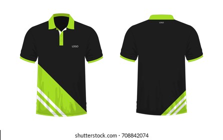 T-shirt Polo green and black template for design on white background. Vector illustration eps 10.