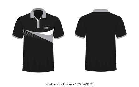 T-shirt Polo grey and black template for design on white background. Vector illustration eps 10.