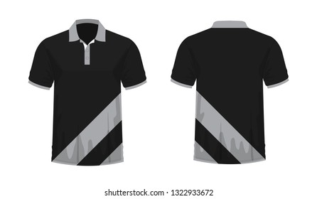 T-shirt Polo grey and black template for design on white background. Vector illustration eps 10.