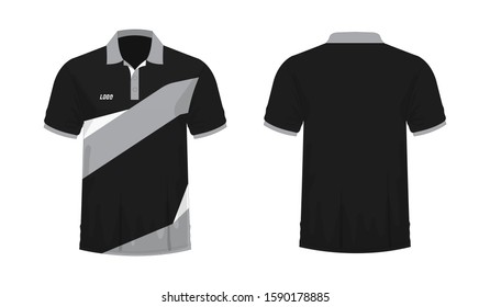 T-shirt Polo grey and black template for design on white background. Vector illustration eps 10.