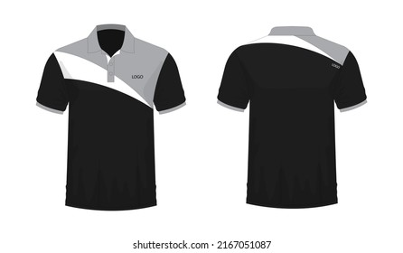 T-shirt Polo grey and black template for design on white background. Vector illustration eps 10.