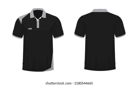 T-shirt Polo grey and black template for design on white background. Vector illustration eps 10.