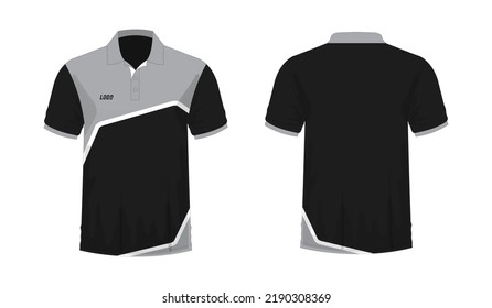 T-shirt Polo grey and black template for design on white background. Vector illustration eps 10.