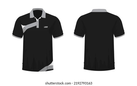 T-shirt Polo grey and black template for design on white background. Vector illustration eps 10.
