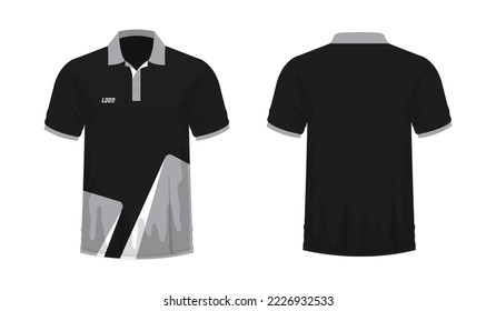 T-shirt Polo grey and black template for design on white background. Vector illustration eps 10.