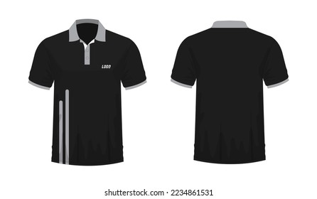 T-shirt Polo grey and black template for design on white background. Vector illustration eps 10.