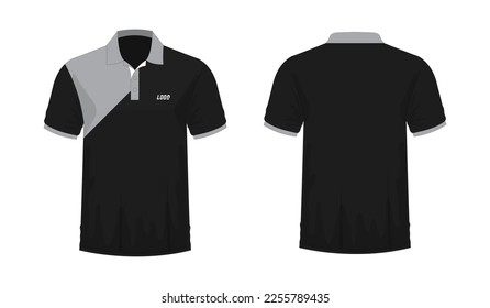 T-shirt Polo grey and black template for design on white background. Vector illustration eps 10.