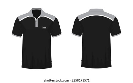 T-shirt Polo grey and black template for design on white background. Vector illustration eps 10.