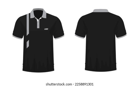 T-shirt Polo grey and black template for design on white background. Vector illustration eps 10.