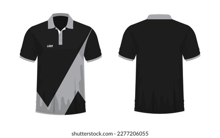 T-shirt Polo grey and black template for design on white background. Vector illustration eps 10.