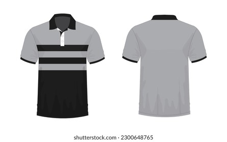 T-shirt Polo grey and black template for design on white background. Vector illustration eps 10.