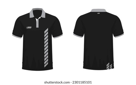 T-shirt Polo grey and black template for design on white background. Vector illustration eps 10.