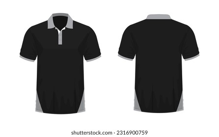 T-shirt Polo grey and black template for design on white background. Vector illustration eps 10.