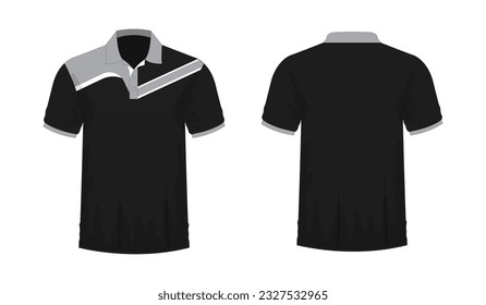 T-shirt Polo grey and black template for design on white background. Vector illustration eps 10.