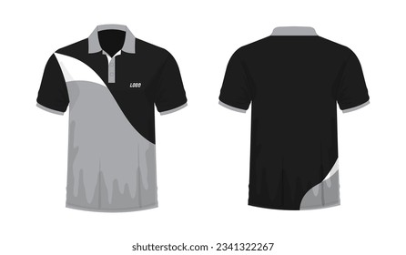 T-shirt Polo grey and black template for design on white background. Vector illustration eps 10.