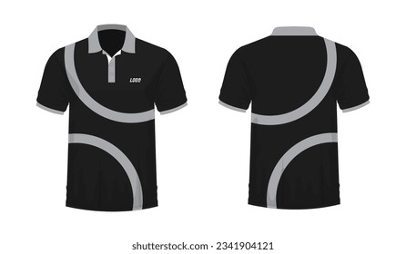 T-shirt Polo grey and black template for design on white background. Vector illustration eps 10.