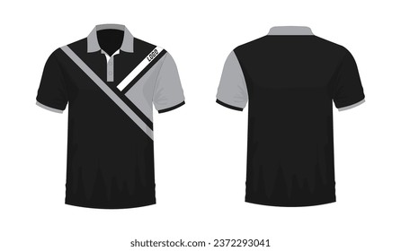 T-shirt Polo grey and black template for design on white background. Vector illustration eps 10.