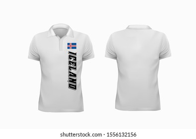 T-shirt Polo iceland flag template for design on white background. Vector illustration eps 10.