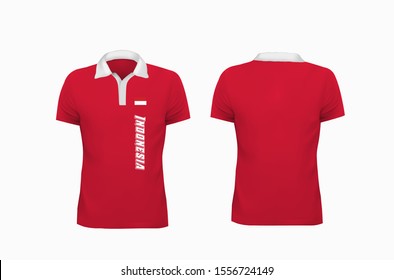 T-shirt Polo Indonesia flag template for design on white background. Vector illustration eps 10.