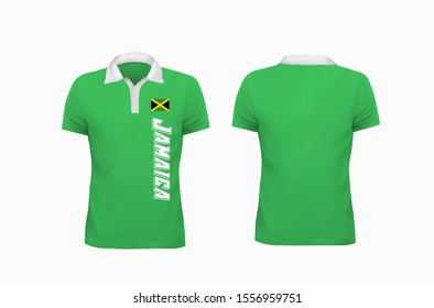 T-shirt Polo Jamaica flag template for design on white background. Vector illustration eps 10.