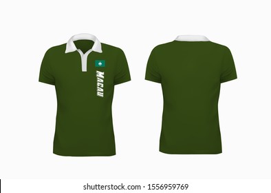 T-shirt Polo Macau flag template for design on white background. Vector illustration eps 10.