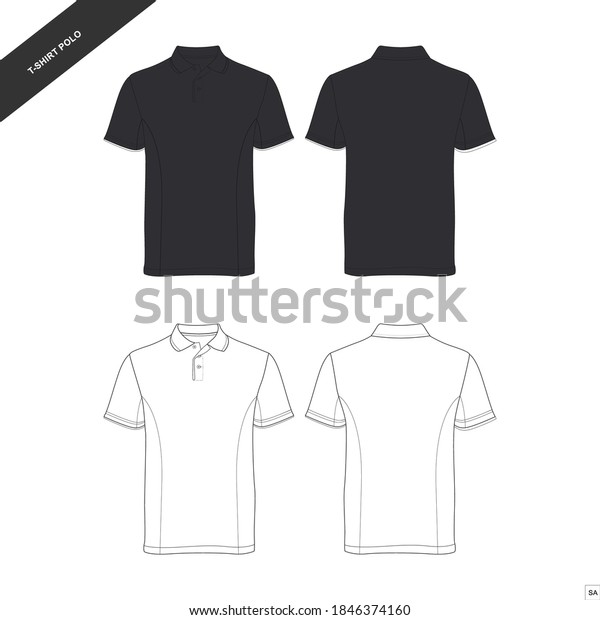 Download Tshirt Polo Mockup Design Template Black Stock Vector Royalty Free 1846374160