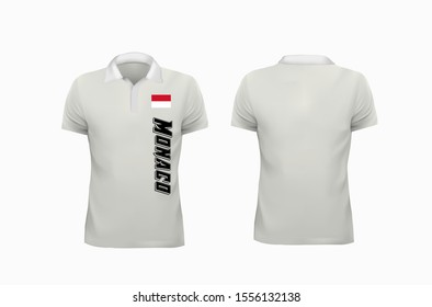 T-shirt Polo Monaco flag template for design on white background. Vector illustration eps 10.