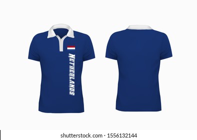 T-shirt Polo Netherlands flag template for design on white background. Vector illustration eps 10.
