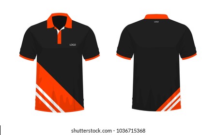T-shirt Polo orange and black template for design on white background. Vector illustration eps 10.
