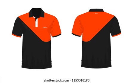 T-shirt Polo orange and black template for design on white background. Vector illustration eps 10.