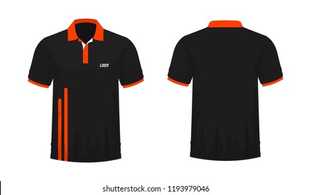 T-shirt Polo orange and black template for design on white background. Vector illustration eps 10.