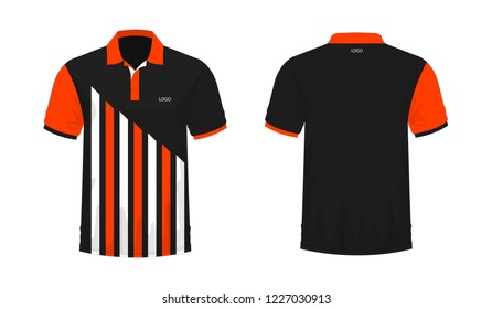 T-shirt Polo orange and black template for design on white background. Vector illustration eps 10.