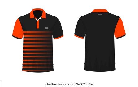 T-shirt Polo orange and black template for design on white background. Vector illustration eps 10.