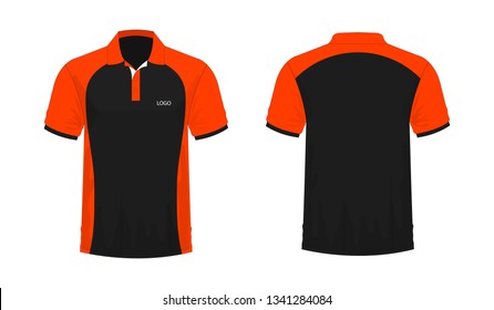 T-shirt Polo orange and black template for design on white background. Vector illustration eps 10.