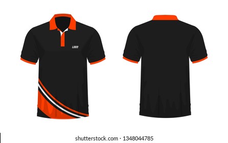 T-shirt Polo orange and black template for design on white background. Vector illustration eps 10.