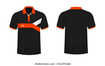 T-shirt Polo orange and black template for design on white background. Vector illustration eps 10.