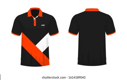 T-shirt Polo orange and black template for design on white background. Vector illustration eps 10.