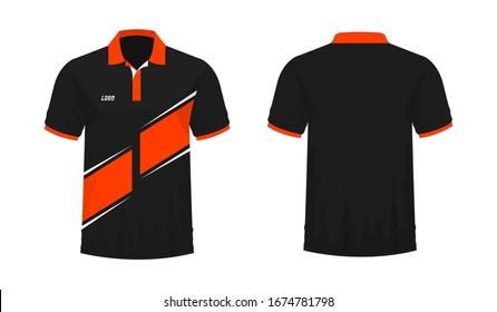 T-shirt Polo orange and black template for design on white background. Vector illustration eps 10.