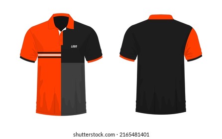 T-shirt Polo orange and black template for design on white background. Vector illustration eps 10.