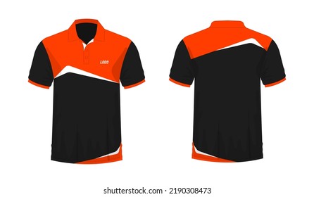 T-shirt Polo orange and black template for design on white background. Vector illustration eps 10.