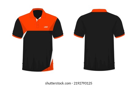 T-shirt Polo orange and black template for design on white background. Vector illustration eps 10.
