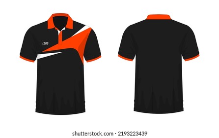 T-shirt Polo orange and black template for design on white background. Vector illustration eps 10.