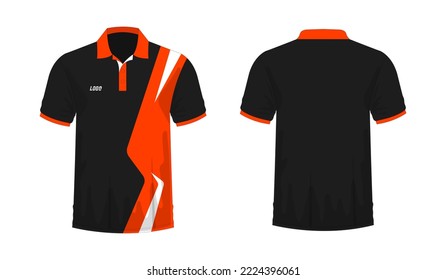 T-shirt Polo orange and black template for design on white background. Vector illustration eps 10.